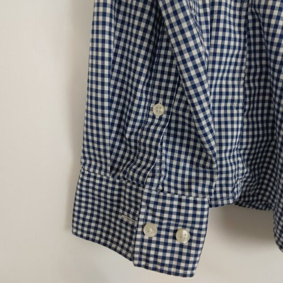 Michael Kors | Trim Stretch Blue Check Shirt Button Front | Size XL - Picture 6 of 10